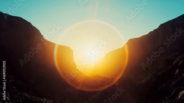 Fototapeta Unreal halo effect in mountains