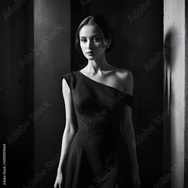 Obraz Random photo effects: elegance in the shadows, poise in black. Sophisticated vocabulary..