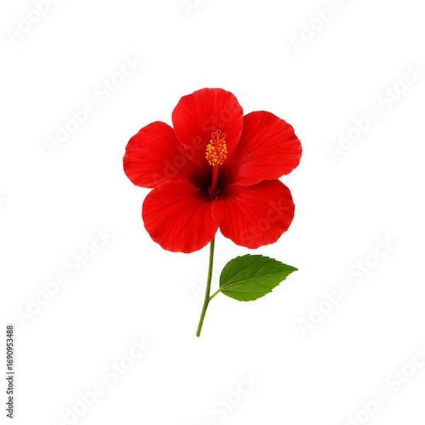 Obraz pink,bright red hibiscus flower isolated.Close-up of a beautiful  hibiscus flower with delicate petals and a vibrant center, perfect for nature and floral-themed designs, png transparent