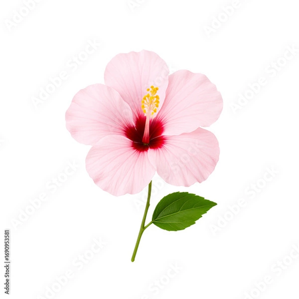 Obraz pink,bright red hibiscus flower isolated.Close-up of a beautiful  hibiscus flower with delicate petals and a vibrant center, perfect for nature and floral-themed designs, png transparent