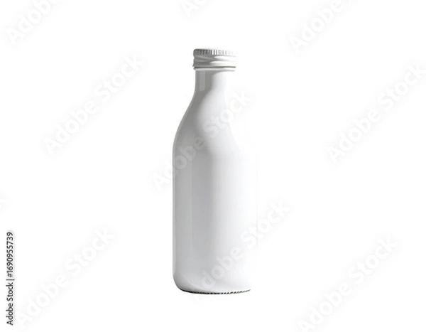 Fototapeta White, smooth, glass bottle with metal cap