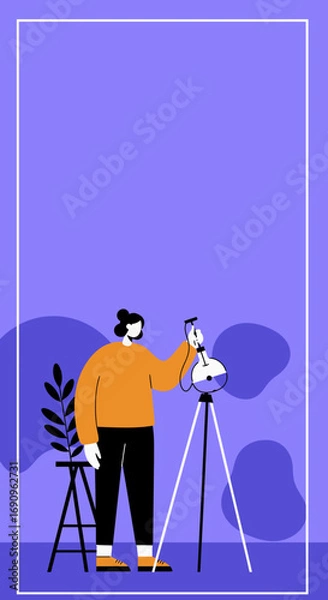 Fototapeta Person conducting a scientific experiment with laboratory equipment, symbolizing research, discovery, and innovation in a modern educational or business context.