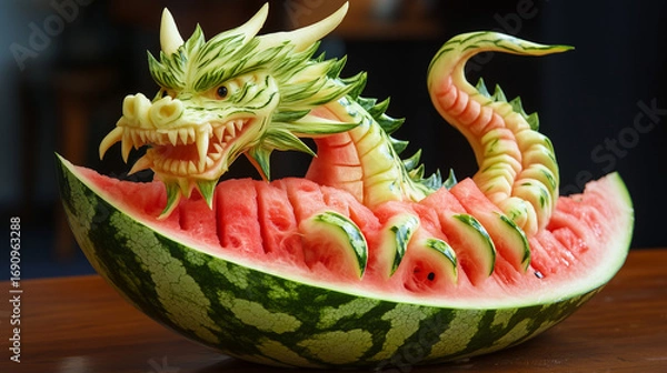 Obraz carved watermelon in dragon