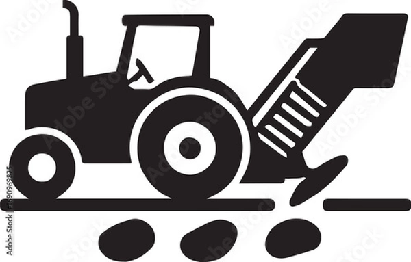 Fototapeta Potato Harvester Machine | Modern Tractor-Mounted & Automatic Potato Diggers for Farming