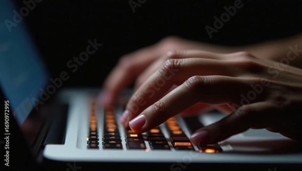 Fototapeta hands typing on a keyboard
