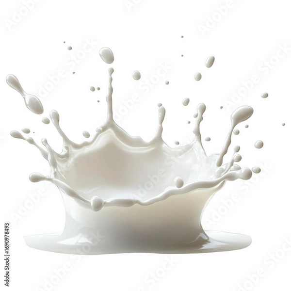 Fototapeta Splashing Dairy: A dynamic splash of fresh, creamy milk showcases the fluid's pristine texture and delicate droplets, offering a visually captivating moment of liquid movement.