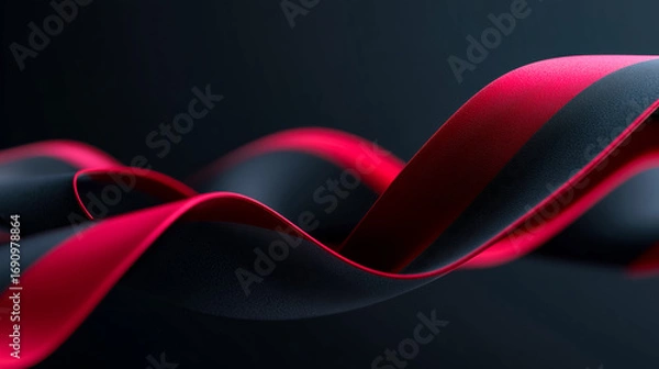 Obraz Abstract flowing red and black ribbons with soft focus and dark