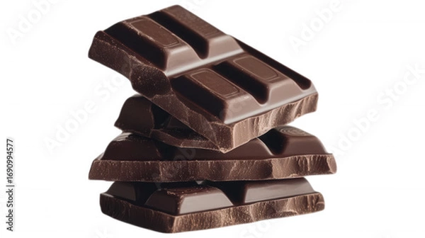Fototapeta Delectable Dark Chocolate: A close-up shot of stacked dark chocolate bars, inviting a feeling of indulgence and rich flavor with intricate details of the texture.