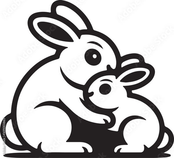 Fototapeta silhouette vector icon design rabbits mother and child 