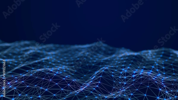 Obraz Technological design of network connection. Abstract background with intertwined dots and lines. 3D rendering.