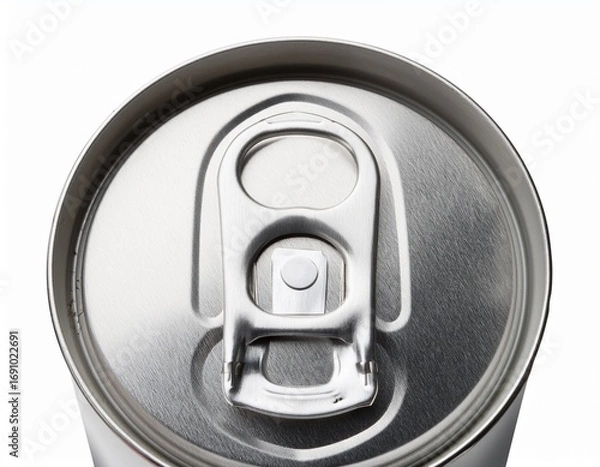 Fototapeta white metal can with pull tab on a transparent backdrop