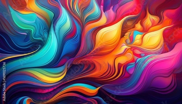 Fototapeta abstract colorful digital art with vibrant hues