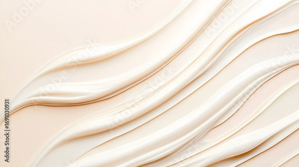 Fototapeta Minimal abstract beige wave background with soft shadows. Perfect texture for luxury cosmetics, branding, spa, skincare products, packaging, and modern design mockups.