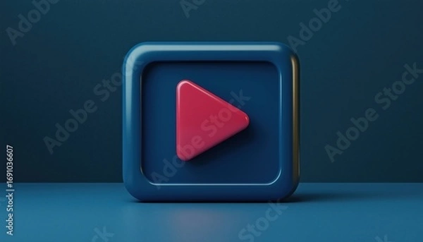 Fototapeta Blue Background With A Simple Replay Video Play Button - A Great Way To Rewatch Videos With Ease.
