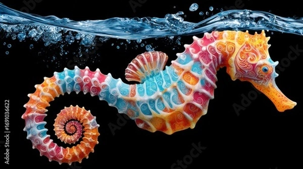 Fototapeta Colorful seahorse in water