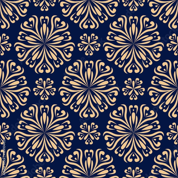 Obraz Floral seamless pattern. Golden blue abstract background