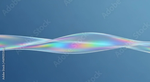 Fototapeta Abstract iridescent wave on a blue background