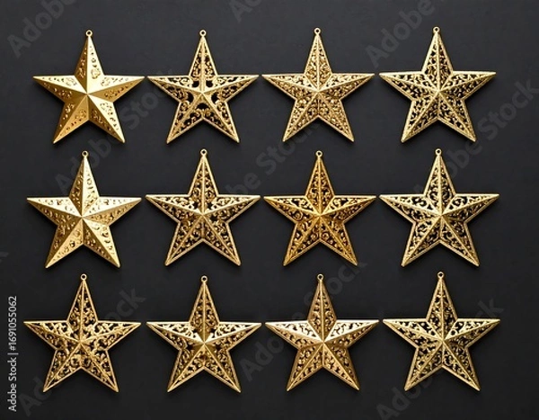 Obraz Golden stars in a grid pattern
