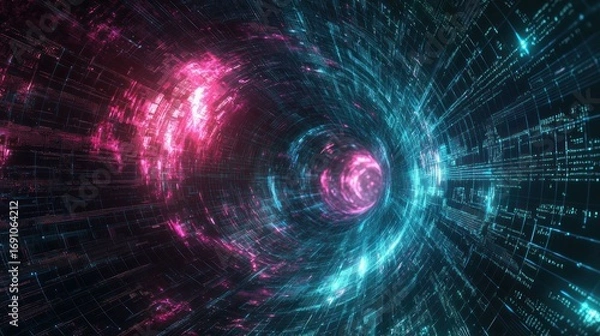Fototapeta Abstract digital tunnel design