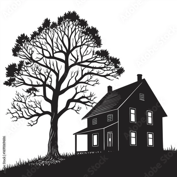 Obraz House with tree beside