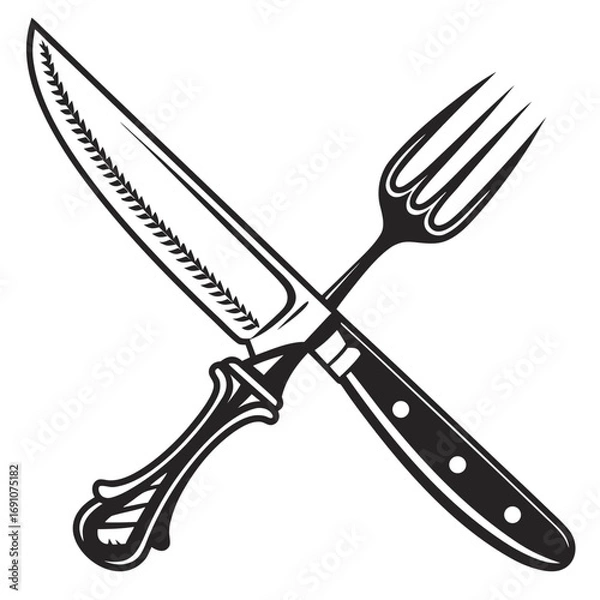 Obraz Knife and fork silhouette