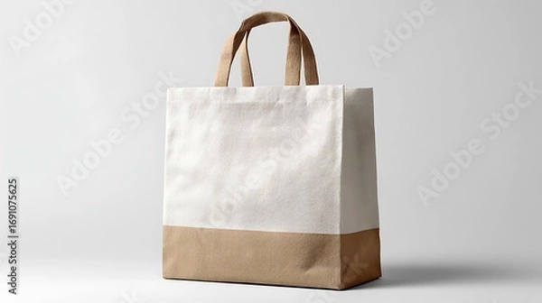 Fototapeta Stylish and sustainable paper shopping bag with attractive geometric and floral design elements