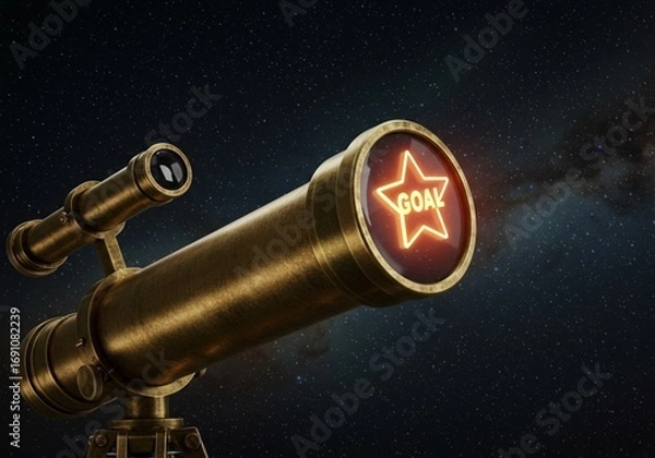 Obraz Telescope Focused on Goal (3d rendered)