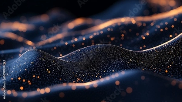 Obraz Dynamic abstract digital wave with glowing particles, perfect for data visualization or tech design