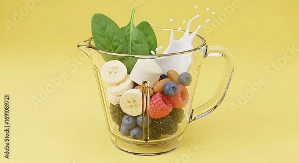 Fototapeta Fruits and vegetables in blender for smoothie