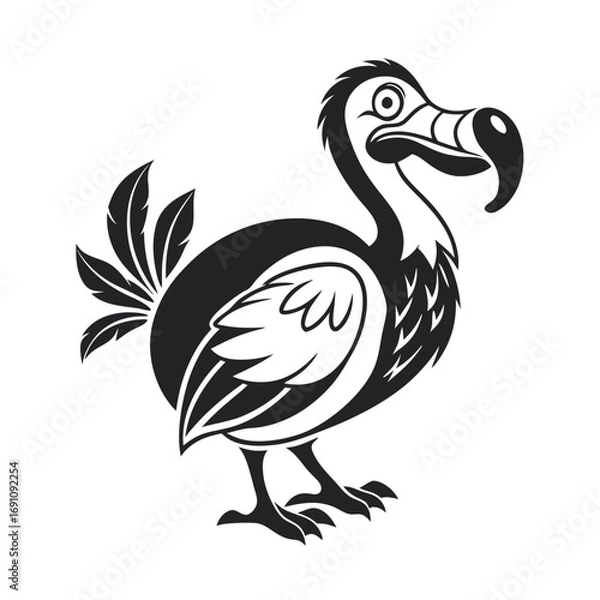 Obraz Stylized black and white illustration of a dodo bird