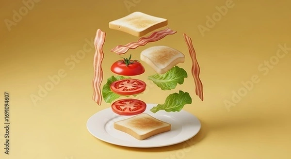Fototapeta An exploded view of a sandwich