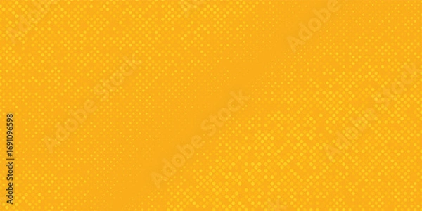 Fototapeta abstract Yellow halftone pattern. Retro comic gradient background. Bright orange pixelated dotted texture overlay. Cartoon pop art faded gradient pattern.