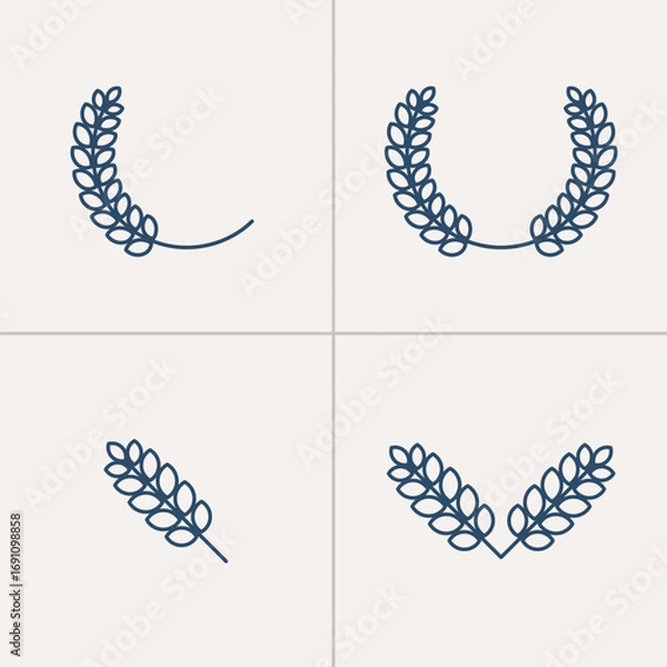 Fototapeta Spikelet emblem in linear style. Vector template for logo or icon design