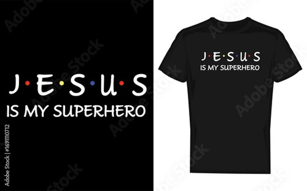 Fototapeta Inspiring christian faith design featuring a powerful silhouette of jesus as a superhero symbolizing strength and salvation perfect for religious and inspirational themes silhouette