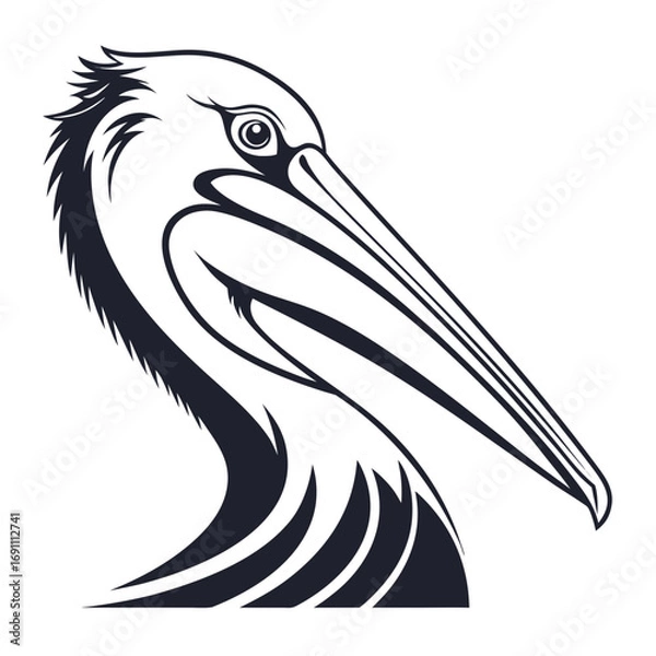 Obraz Stylized Pelican Head Vector Illustration.