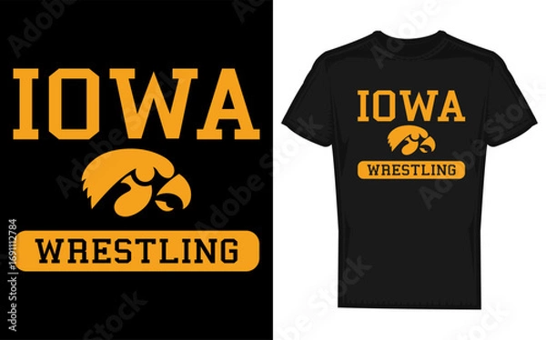 Fototapeta Official iowa hawkeyes wrestling silhouette design representing collegiate athletic excellence and team spirit in a distinctive silhouette style