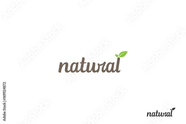 Fototapeta natural food simple logo vector design,for real food raw food, healty
