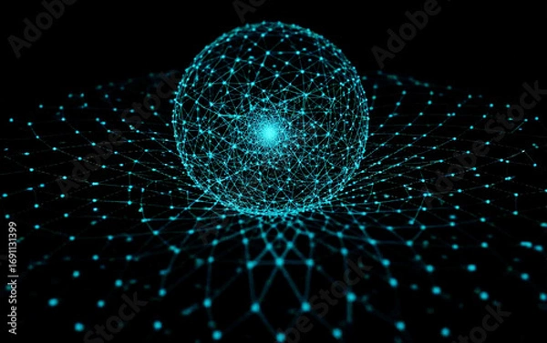 Fototapeta Abstract sphere with interconnected lines representing network or data structure