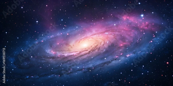 Fototapeta Galaxy with colorful stars and nebula cosmic space abstract illustration