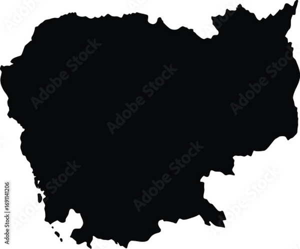 Fototapeta Cambodia map vector silhouette scalable eps illustration for global design projects