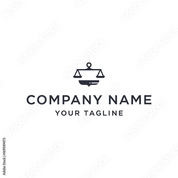 Fototapeta Simple logo design featuring a stylized balance scale and a subtle object, likely for a legal or justice-related company.