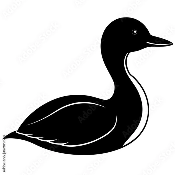 Fototapeta Loon bird outline vector, a modern loon bird icon art design, black vector of a loon bird, simple loon bird art, a loon bird isolated