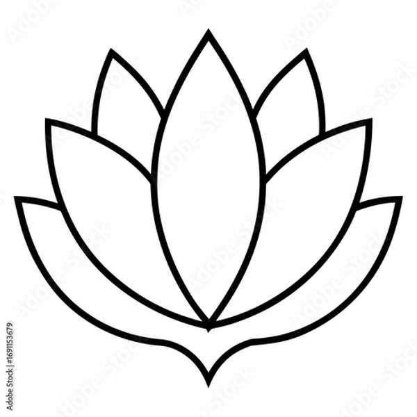 Obraz Lotus flower outline vector, a modern lotus flower icon art design, black vector of a lotus flower, simple lotus flower art, a lotus flower isolated