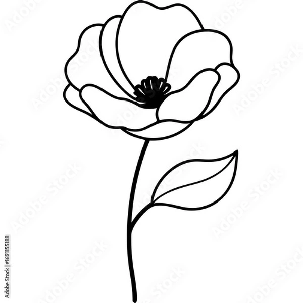 Fototapeta Flower outline vector, a modern flower icon art design, black vector of a flower, simple flower art, a flower isolated