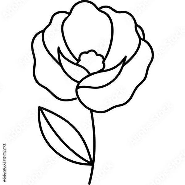 Obraz Flower outline vector, a modern flower icon art design, black vector of a flower, simple flower art, a flower isolated