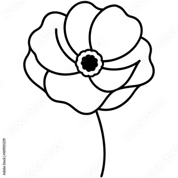Fototapeta Flower outline vector, a modern flower icon art design, black vector of a flower, simple flower art, a flower isolated