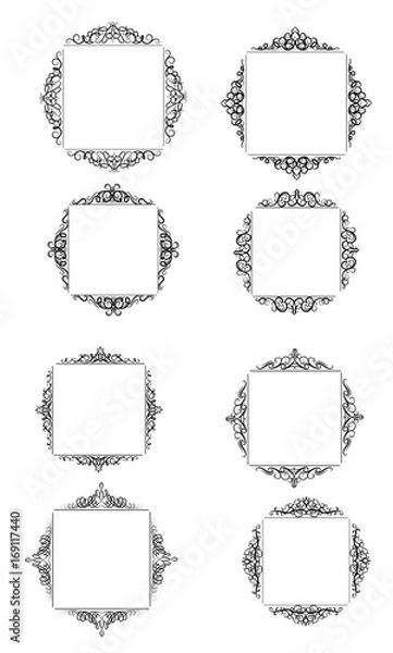 Fototapeta Vintage vector swirl frame set