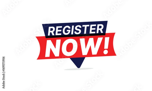 Obraz Register now button banner vector design