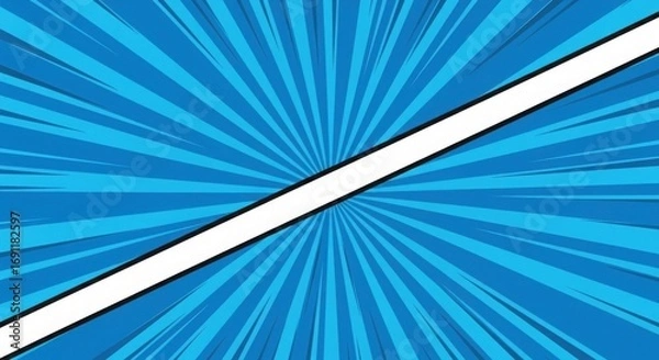 Fototapeta Dynamic blue radial burst with diagonal white stripe