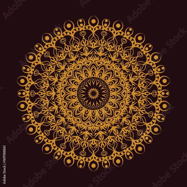 Fototapeta Golden mandala intricate circular pattern vector